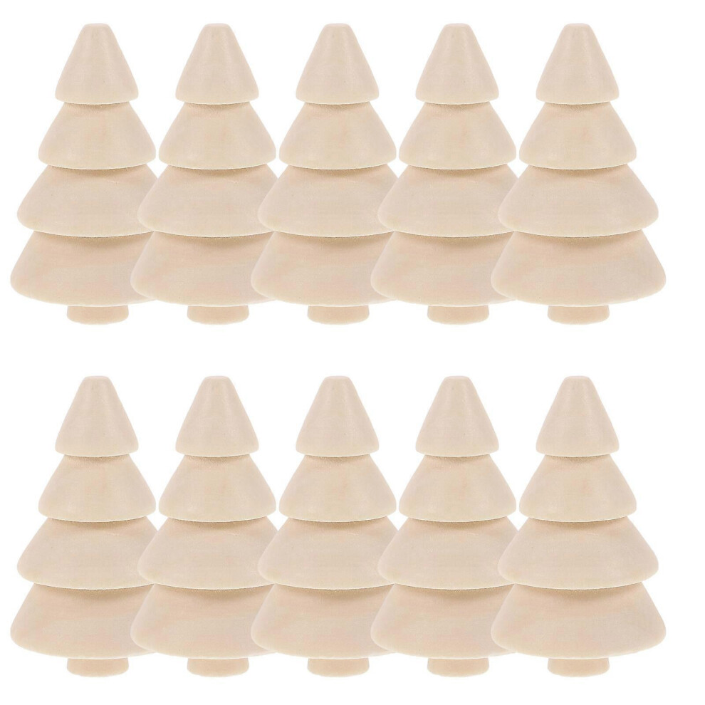 Kricely (As Show, One Size) 10Pcs Unfinished Wood Christmas Trees Diy Natural Wooden Xmas Tree Crafts Wooden Christmas Trees
