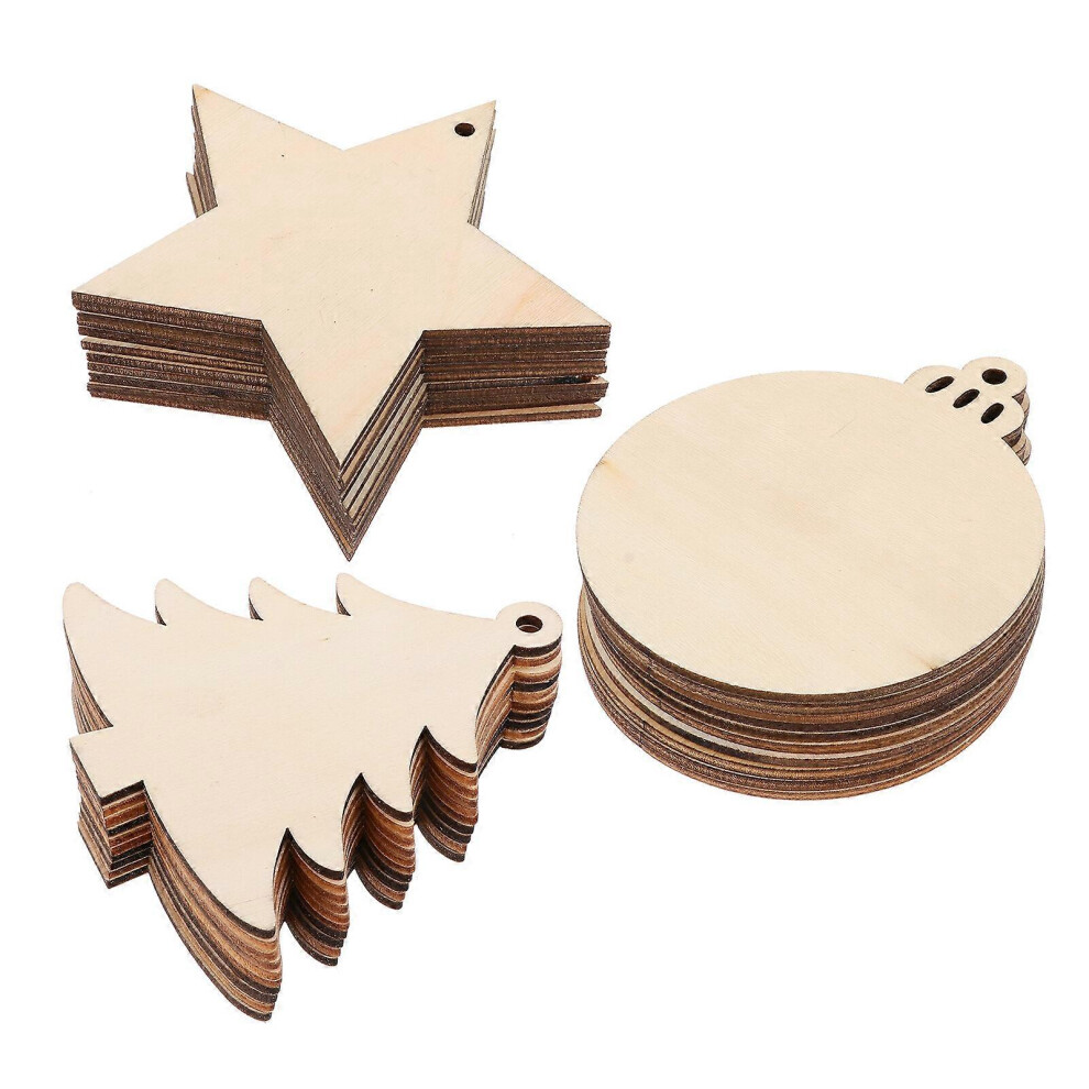Kricely (As Show, One Size) 30Pcs Creative Diy Christmas Wooden Slices Decorative Pendant For Art Crafts