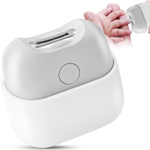 (White) Electric Nail Clipper with Light, Automatic Nail Clipper Rechargeable with 2 Speeds and Nail Chip Storage for Babies, Children,
