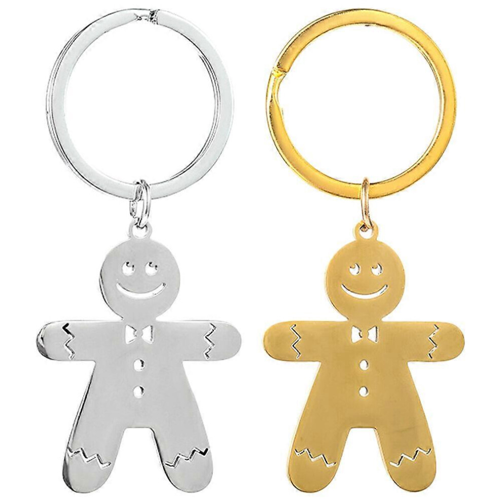 Kricely (As Show, One Size) 2Pcs Gingerbread Man Keyrings Backpack Pendants Christmas Bag Charms Decorative Keychains