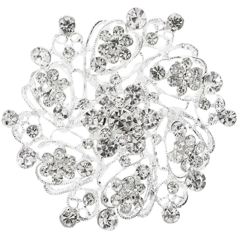 Kricely (As Show, One Size) Rhinestone Brooch Pin Flower Brooch Clothes Lapel Pin Decorative Brooch Coat Lapel Pin