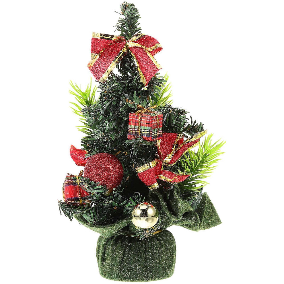 Kricely (18.50X9.00x9.00cm, One Size) Xmas Tree Ornament Desktop Artificial Christmas Tree Adornment Cloth Christmas Tree