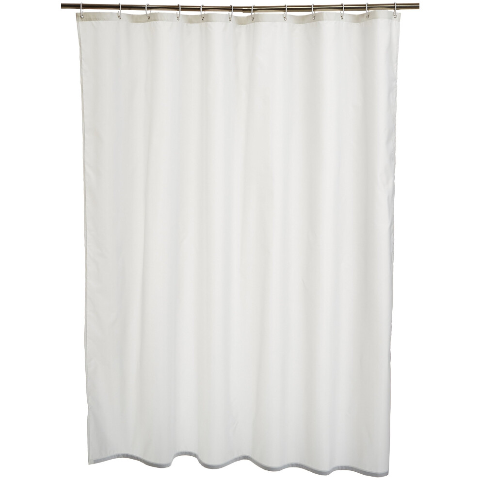 Rideau de douche Amazon Basics en tissu r   sistant     l'eau avec    illets et crochets, lavable en machine, 183 x 183 cm, blanc