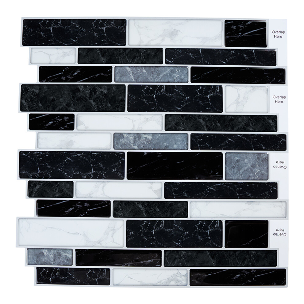 10Pcs 3D Crystal Dropping Self-Adhesive Wall Tile Sticker,Marble Black