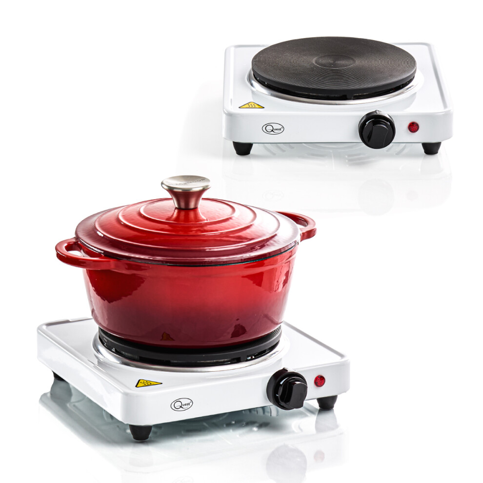 Quest 35240 Electric Single Hob / Hot Plate with 5 Temperature Settings / 1500W Hob / Portable, Ideal for Camping, Caravans & Travelling