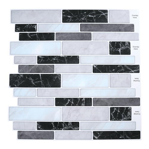 Living And Home 10Pcs Kitchen Bathroom Marble Pattern Self-Adhesive Wall Tile Sticker 2