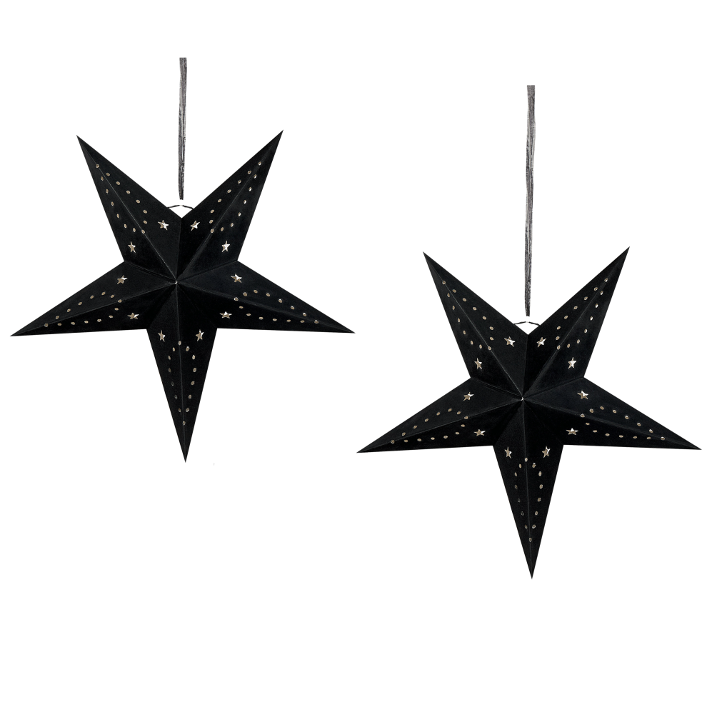 Set of 2 Hanging Decorations Star MOTTI Paper 45 cm Black