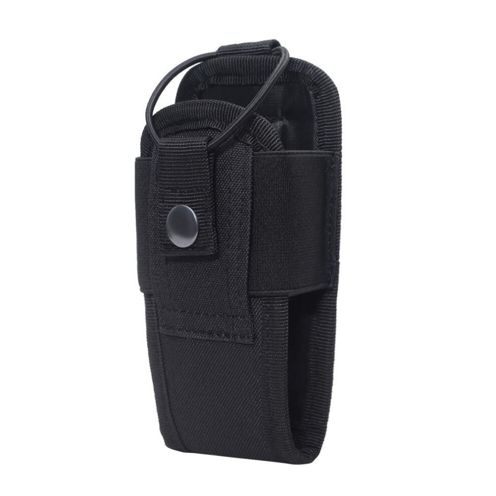 (Black) 600D Tactical Molle Radio Walkie Talkie Pouch Waist Bag Holder Pocket Portable Interphone Holster Carry Bag for Hunting Camping