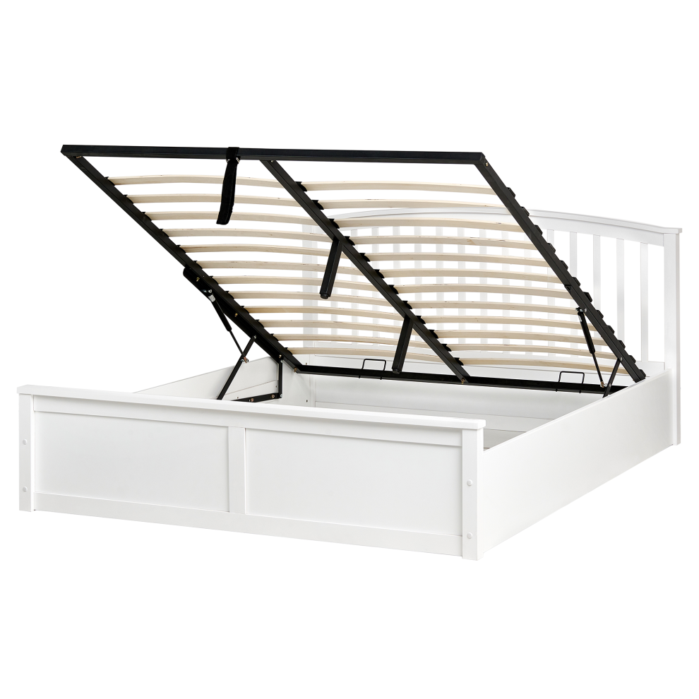 Ottoman Bed Pine Wood CLARBEC 160 x 200 cm (EU King Size) White