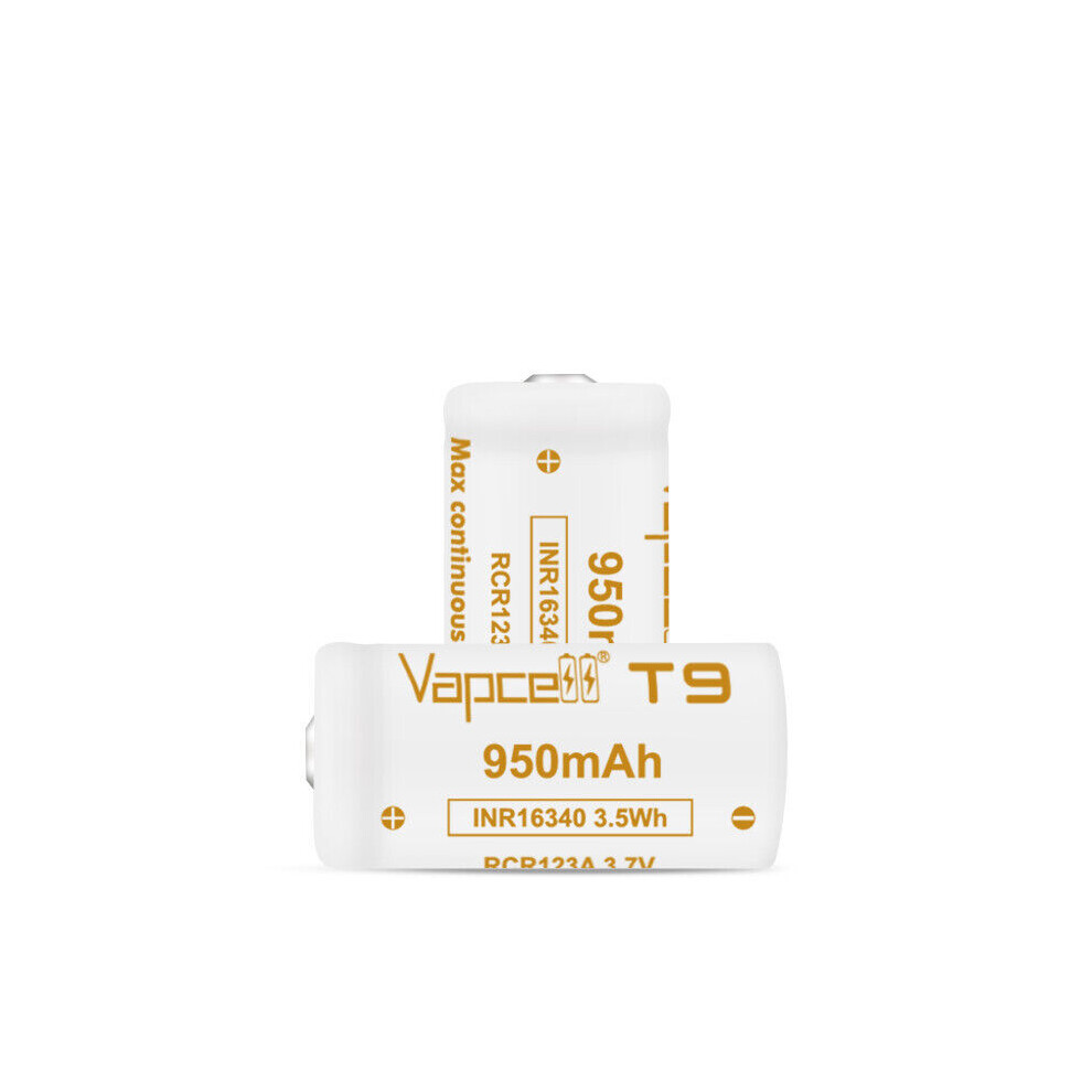 Vapcell 2X T9 16340 950Mah 3.7V Batteries Cr123a