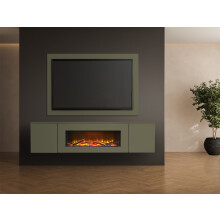 Acantha Orion Electric Floating Media Wall Suite with TV Backboard in Agave Green, 91 Inch