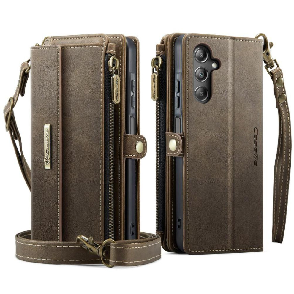 (Brown) Wallet Case For Samsung Galaxy A16 Detachable Stra Rfid Blocking With Card Slots Pu Leather Brown 764544246996