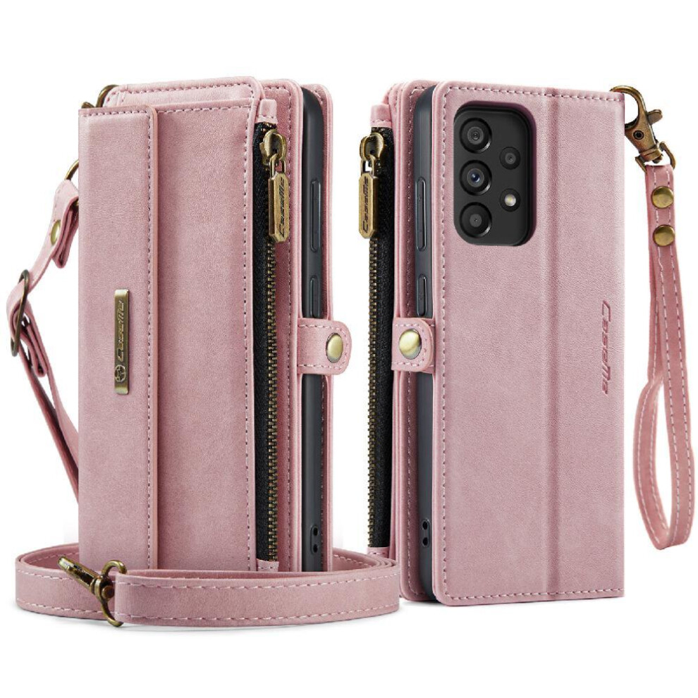 (Pink) Wallet Case For Samsung Galaxy A52 4G/5G Pu Leather Detachable Stra With Card Slots Rfid Blocking Pink 764544247061