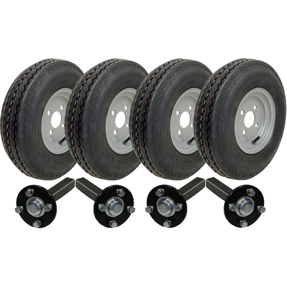 4.80/4.00-8 Twin Axle Trailer Kit High Speed Road Legal Wheels Hub & Stub Axles 5060462567294