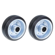 Ruedas de goma negra de 3" de 80 mm con centro de acero prensado 70 kg - Juego de 2