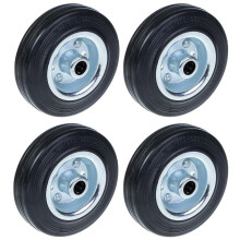 125mm 5 Zoll schwarzes Gummirad mit gepresstem Stahlkern 120kg - 4er Set