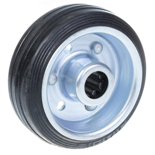80mm wheel  with black rubber on pressed steel centre