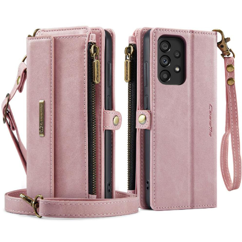 (Pink) Wallet Case For Samsung Galaxy A52s 5G Pu Leather With Card Slots Detachable Stra Rfid Blocking Pink 764544247016