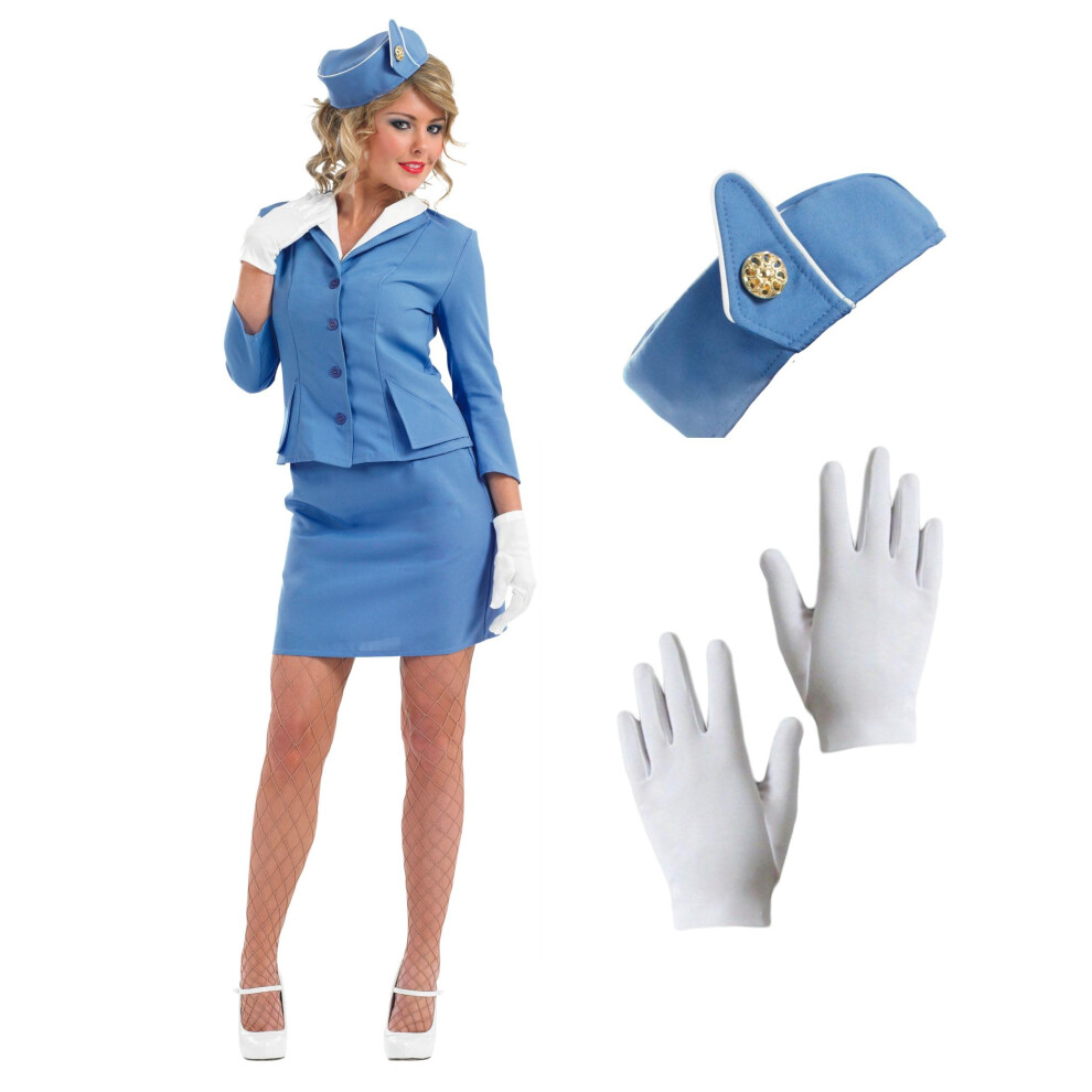 Costume d'h   tesse de l'air bleu pour femme, costume d'h   tesse de l'air r   tro pour femme, taille L