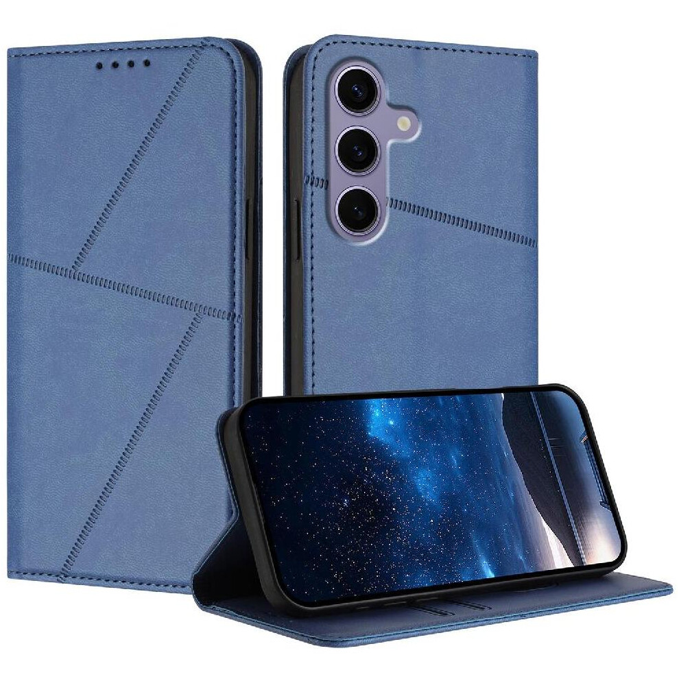 Gangxun (Blue) Case For Samsung Galaxy S25 With Card Slots And Kickstand Shockproof Cover Anti-Fingerprint Matte Texture Blue