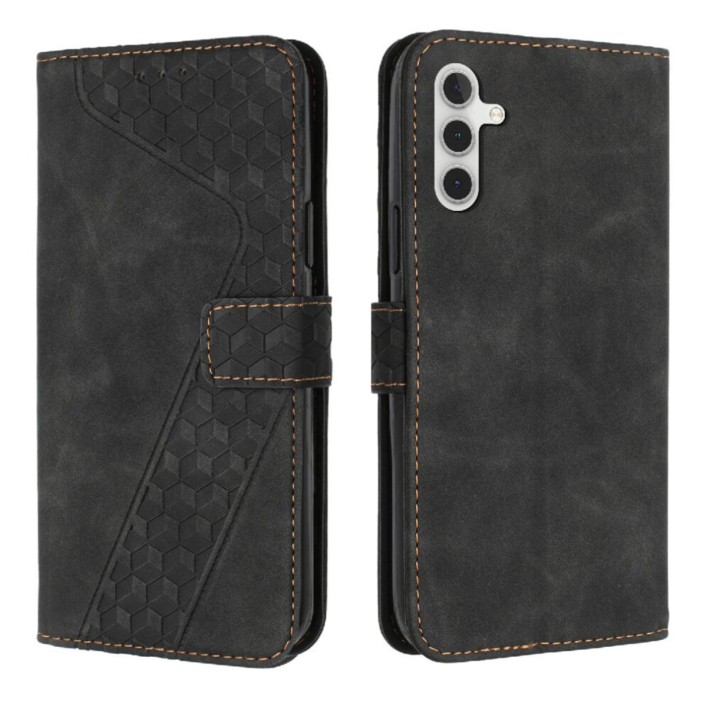 Photos - Case  Phone  For Samsung Galaxy A55 Magnetic Card Slots Cover Kickstand Wallet Flip Folio(Black)