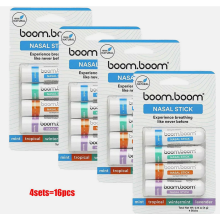 (4set= 16pcs Nasal Stick ) 1-4set BoomBoom Essential Oil & Menthol Inhaler Aromatherapy Inhaler Nasal Stick