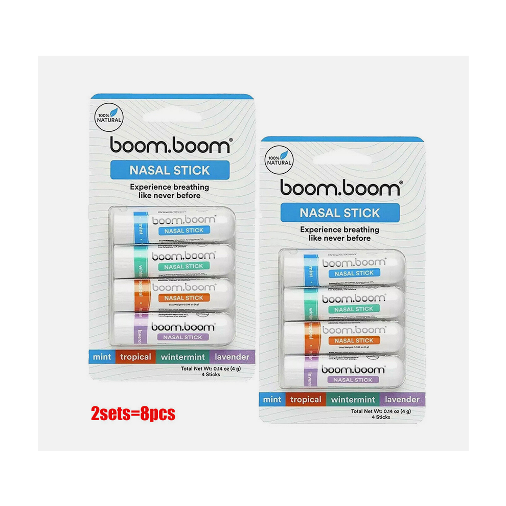 (2set= 8pcs Nasal Stick ) 1-4set BoomBoom Essential Oil & Menthol Inhaler Aromatherapy Inhaler Nasal Stick