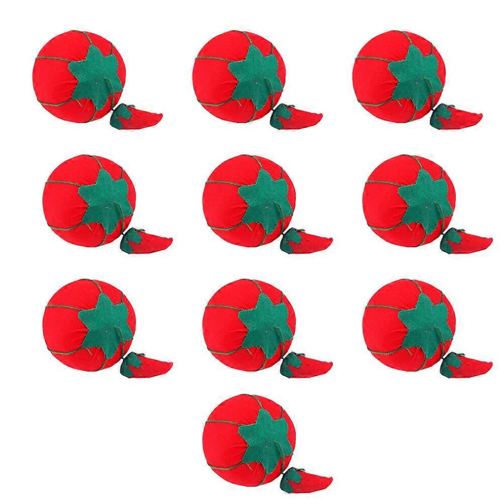 Kricely (As Show, One Size) 10Pcs Tomato Shaped Needle Pin Cushion Diy Handcraft Tool For Stitch Sewing