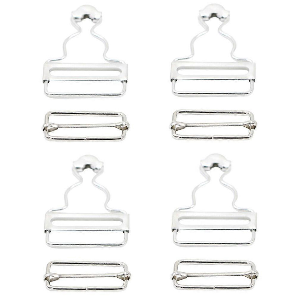 Kricely (As Show, One Size) 4Pcs Metal Bib Pants Buttons Adjustable Gourd Buckle Diy Sew Accessories For Trousers Cotton Jeans (White)
