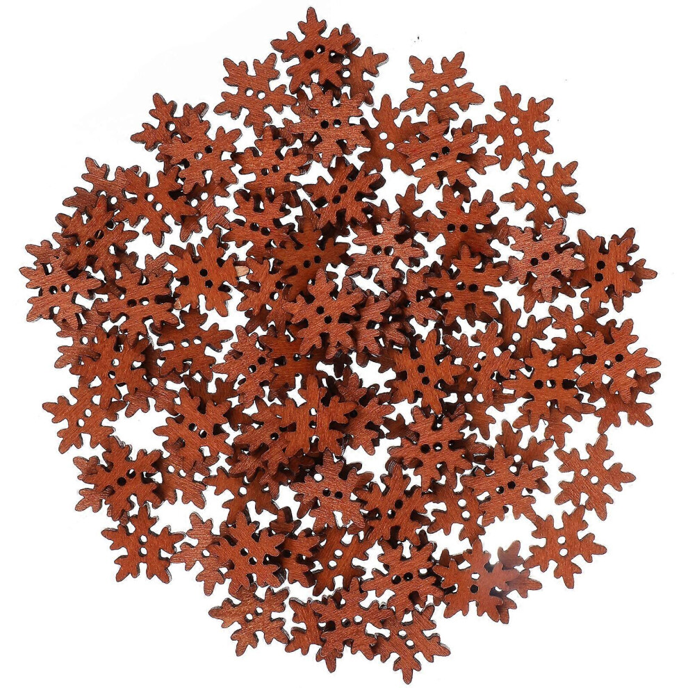 Kricely (As Show, One Size) 100Pcs Christmas Snowflake Shape Design Diy Wooden Buttons For Scrapbooking Craft Diy 18Mm