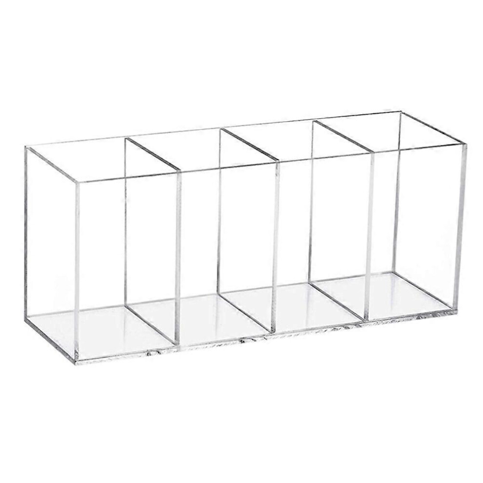 Kricely (As Show, One Size) Acrylic Pen Holder Countertop Pen Holder Makeup Brush Holder 4-Compartment Pen Holder