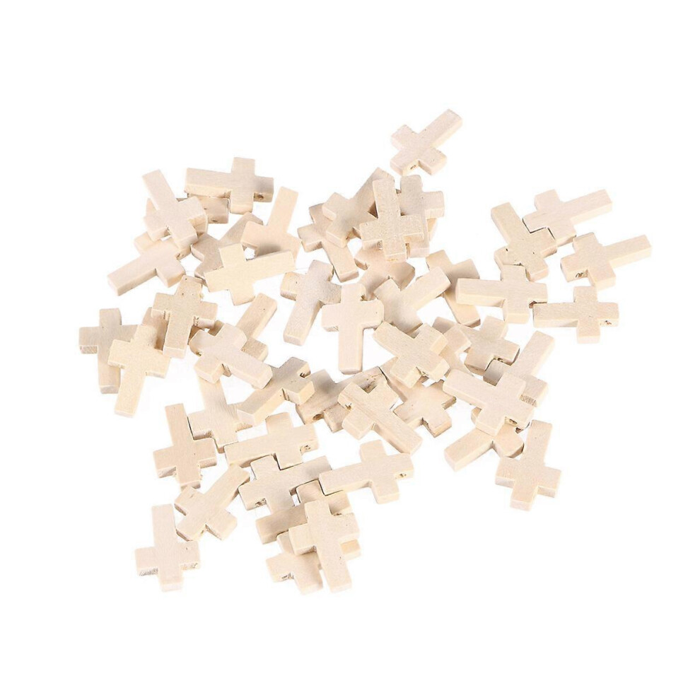 Kricely (As Show, One Size) 50Pc Wooden Unfinished Cross Pendants Beads Dyed Natural Polished Crafts Diy Jewelry Necklace Bracelet Projects