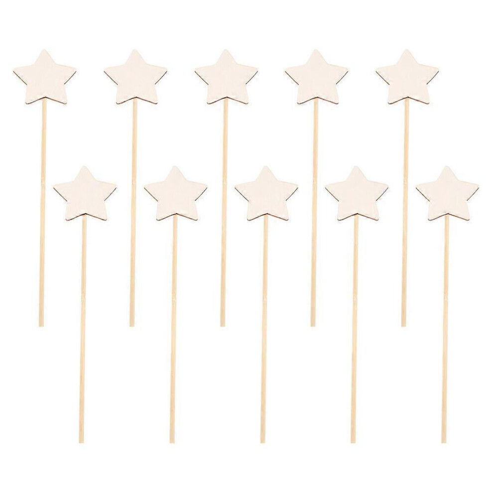 Kricely (As Show, One Size) 10Pcs Children Fairy Wands Diy Fairy Wands Star Shape Fairy Sticks Unpainted Fairy Wands