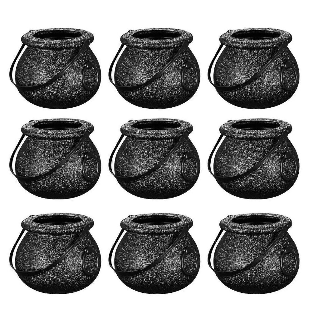 Kricely (As Show, One Size) Stobok 12 Pcs Halloween Candy Bucket Small Witch Trick Or Treat Candy Pail Holder Halloween Party Storage Jar - 6X5.5cm (Black) Black