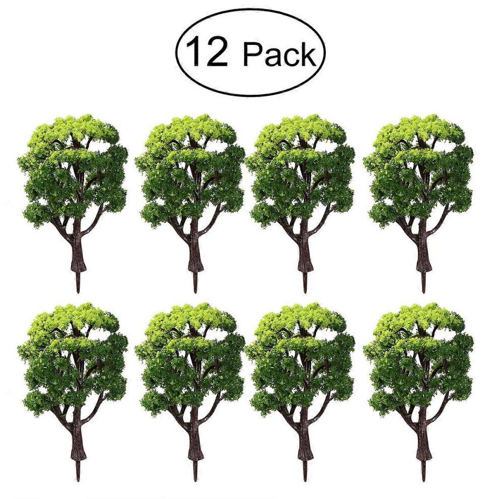 Kricely (As Show, One Size) Winomo 12Pcs 1:50 Train Scenery Landscape Model Trees (Green) Green