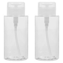 (As show, One size) 2Pcs Press Pump Bottle Makeup Remover Bottles Nail Polish Remover Dispenser 300ml