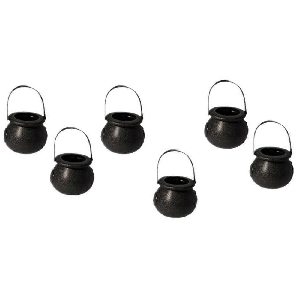 Kricely (As Show, One Size) 12 Pcs Halloween Candy Bucket Small Witch Trick Or Treat Candy Pail Holder Halloween Party Storage Jar - 6X5.5cm (Black) Black