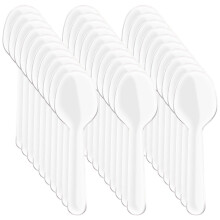 (As show, One size) 200Pcs Disposable Plastic Spoons Plastic Tableware Cutlery Clear Teaspoon Disposable Utensils for Dessert Ice Cream