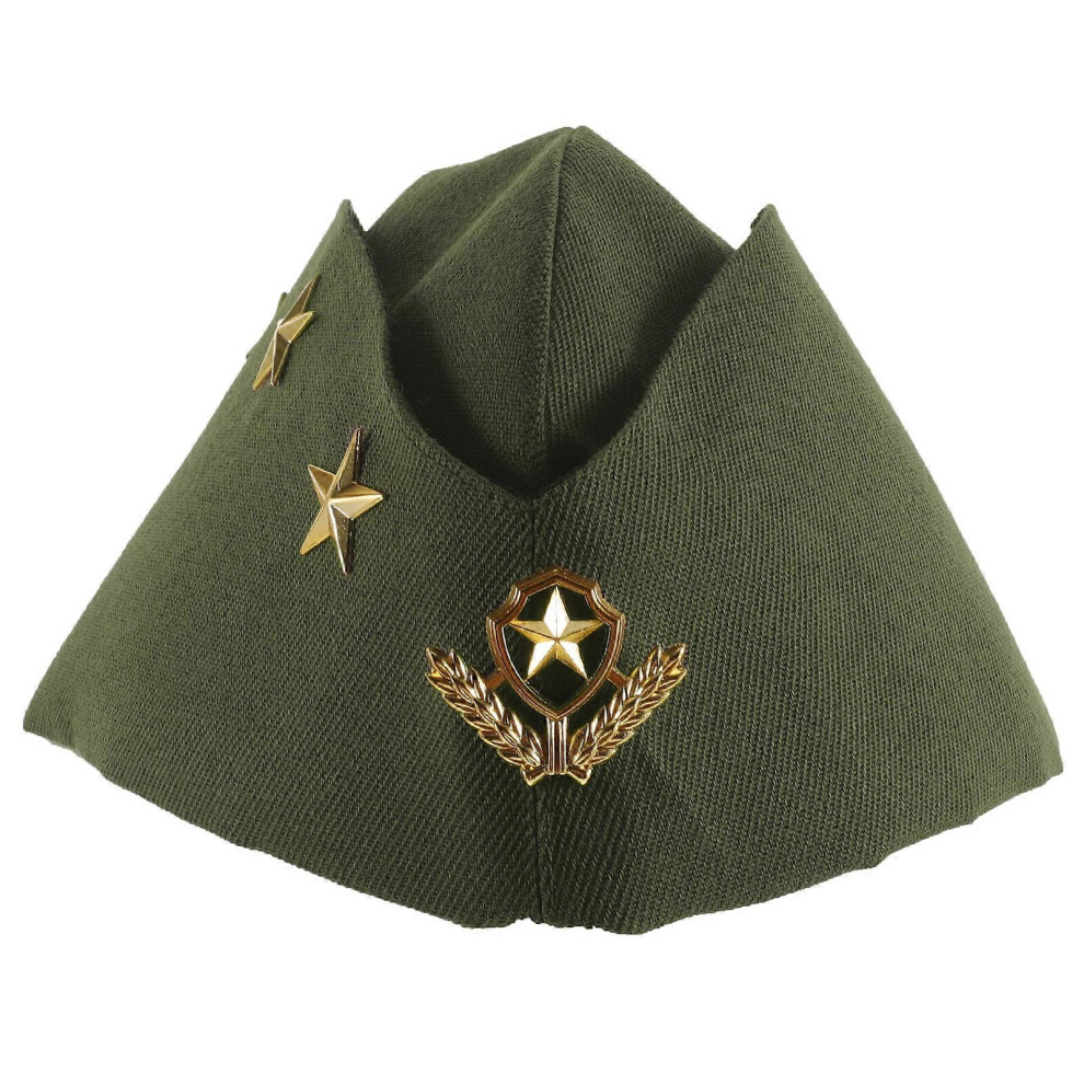 Kricely (As Show, One Size) Sailor Dance Hat Square Dance Performance Sailboat Fan Stewardess Boat Autumn Three Stars Wheat Berets Military Cap(Army Green)