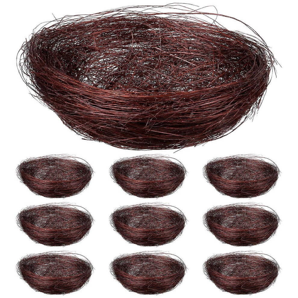 Kricely (As Show, One Size) 10 Pcs Practical Bird Nest Artificial Birds Nest Hemp Thread Birds Nest Ornament