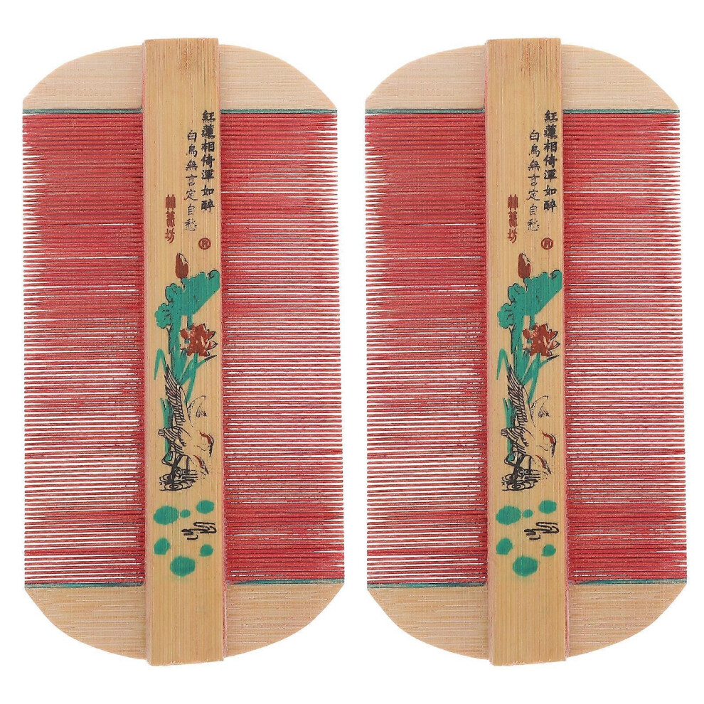 Kricely (As Show, One Size) 2Pcs Dense Teeth Combs Wooden Hair Combs Lice Strainer Combs Head Massage Comb For Women Men