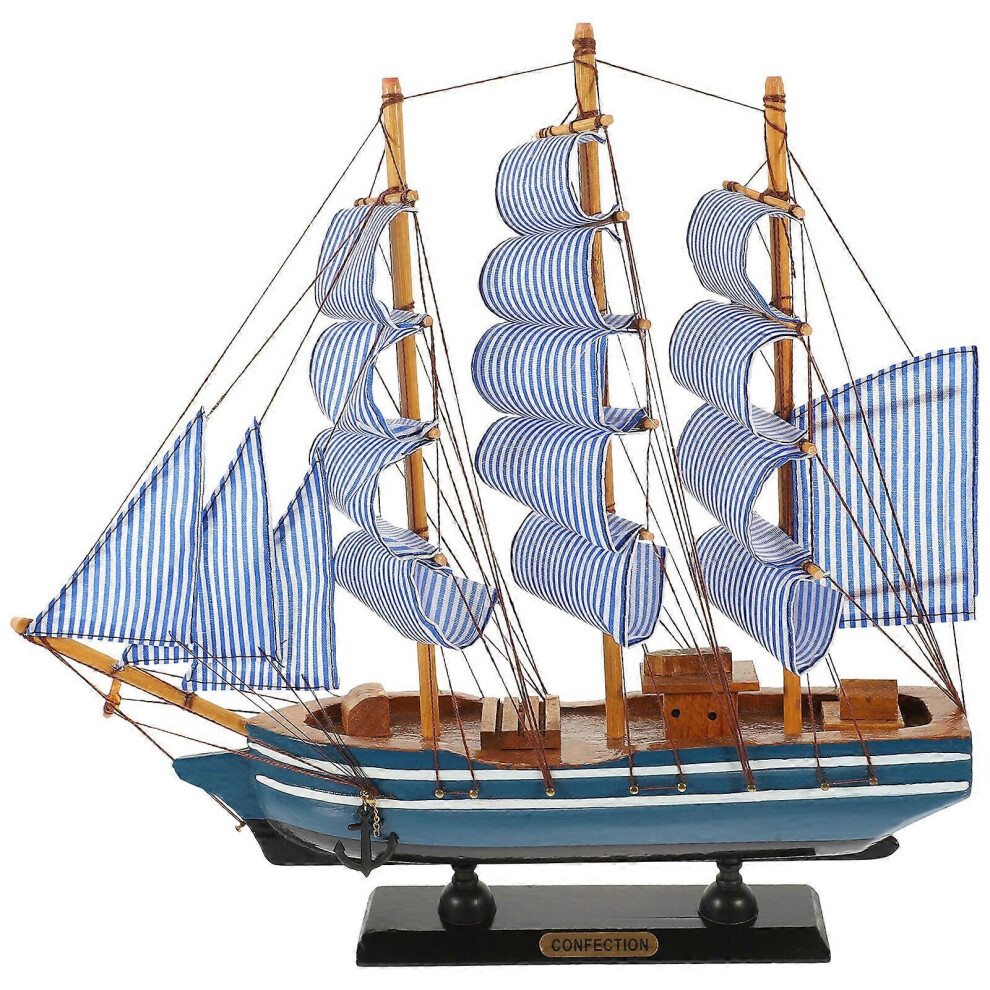 Kricely (As Show, One Size) Sailboat Model Decorative Wooden Sailboat Decoration Desktop Sailboat Craft