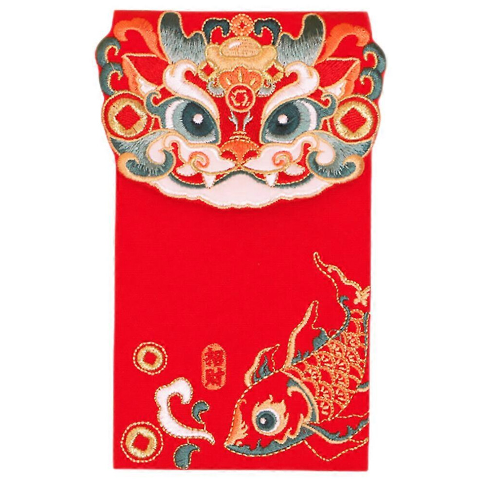 Kricely (As Shown 1, One Size) Embroidery Packet New Year Money Packet Chinese Style Packet Spring Festival Money Bag Red
