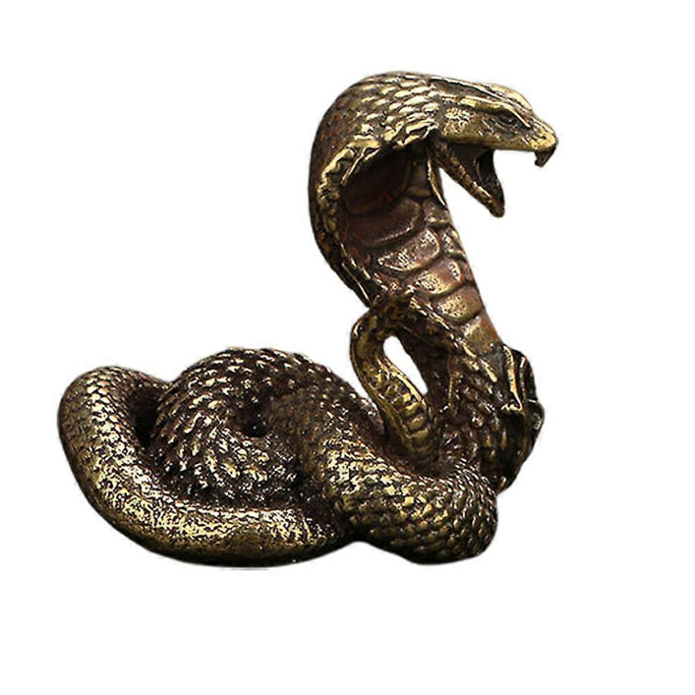 Kricely (As Show, One Size) 1Pc Brass Snake Statue Creative Snack Figurine Cobra Sculpture Desktop Adornment