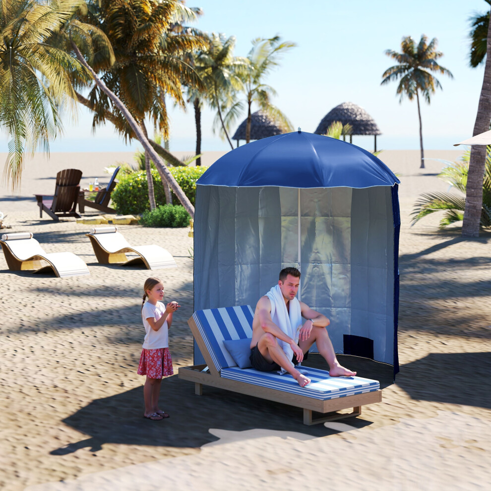 Outsunny  2.2M Outdoor Parasol Fishing Umbrella Beach Sun Shelter w/ Carry Bag