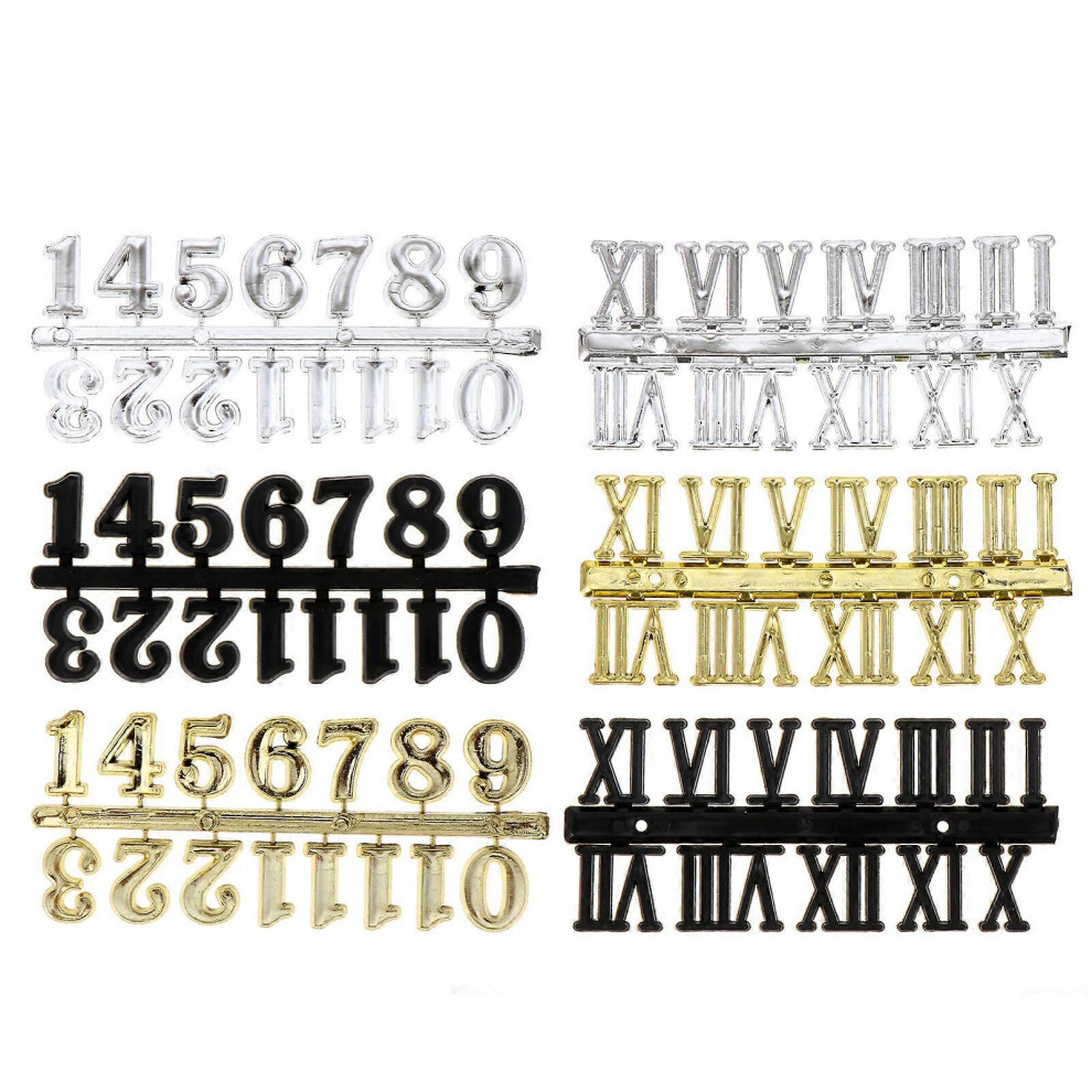 Kricely (As Show, One Size) 6Pcs Wall Clock Numerals Clock Replacement Arabic Number And Roman Number