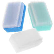 (As show, One size) 3Pcs Sponge Head Brush Baby Shampoo Bath Scrubber Baby Head Massager for Baby Infant Each 1Pc White Blue Green