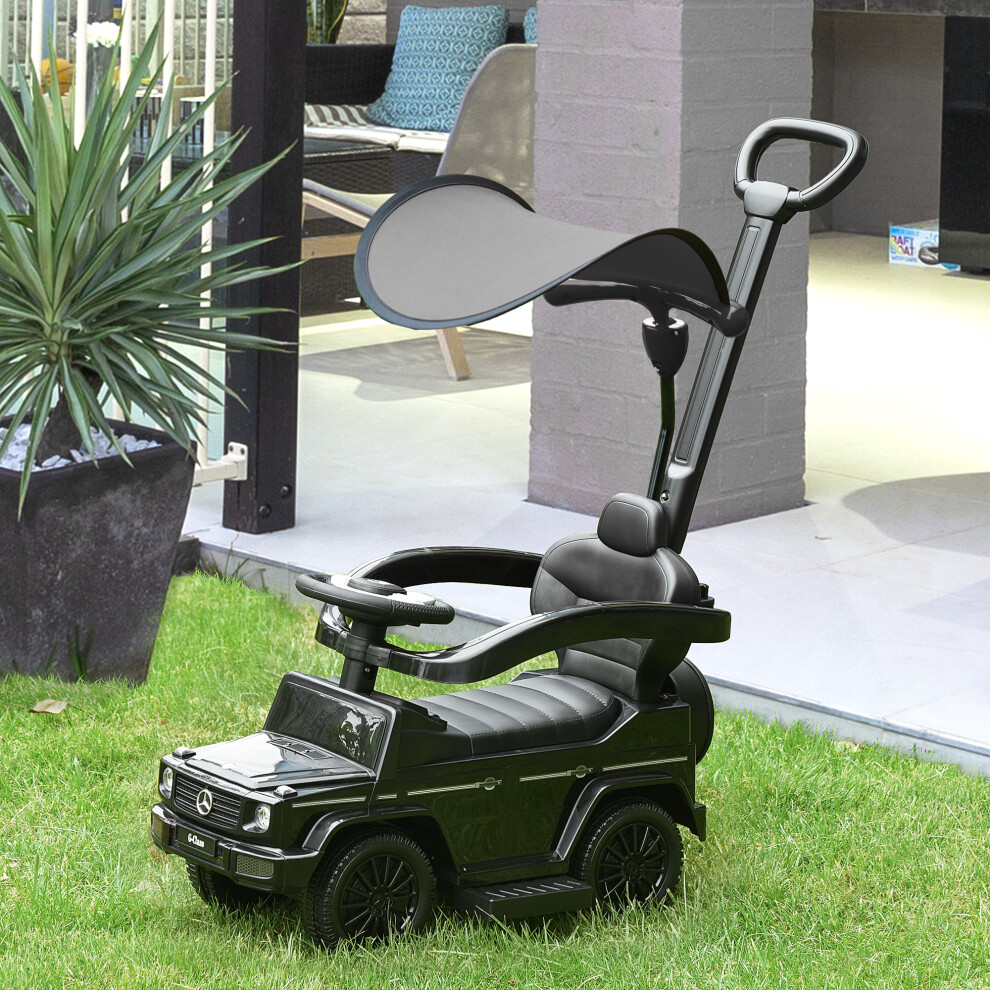 HOMCOM Kids Ride-on Push Car 3 in 1 Benz G350 Baby Floor Slider Walker, Black