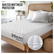 (Quilted-Double) Quilted Mattress Protector Extra Deep Single Double King Sizes