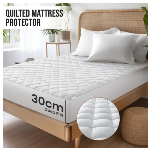 Imperial Rooms (Quilted-Double) Quilted Mattress Protector Extra Deep Single Double King Sizes